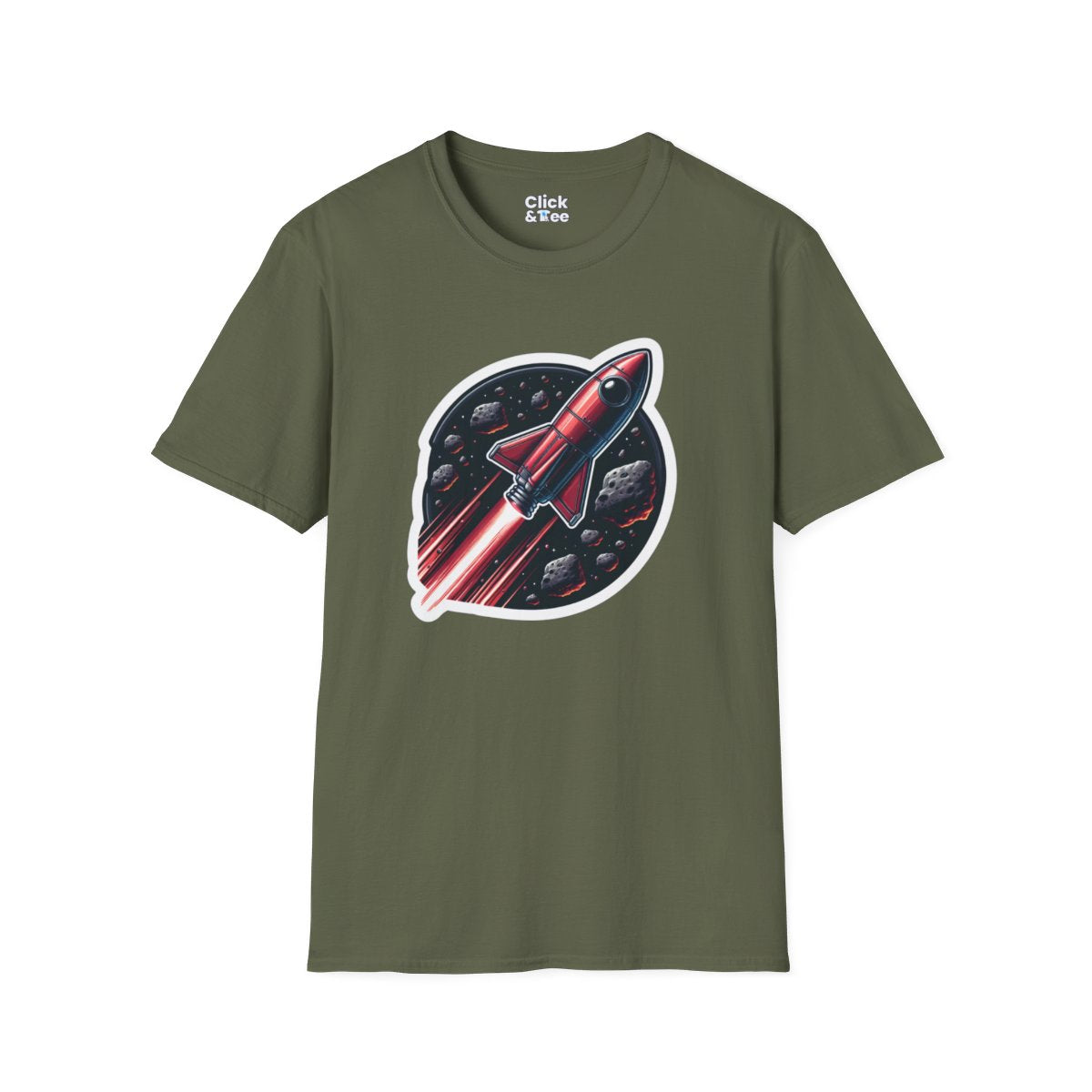 RealisticRetro Futuristic Rocketship Unique T-Shirt Image 11