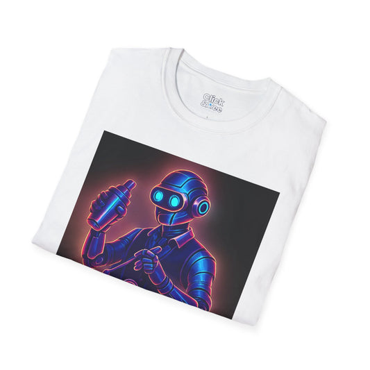 SynthwaveRobot Bartender Unique T-Shirt Image 1